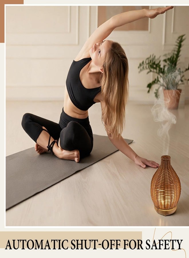 Copkim Essential Oil Diffuser Rattan Woven Boho Aroma Humidifier 80ml Ultrasonic Aromatherapy Diffuser with Timer and Waterless Auto-Off 2 Mist Modes Noiseless Warm Light for Home Office Bedroom - Image 4